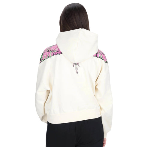 Marcelo Burlon County of Milan Felpa con cappuccio Felpa Donna crop grafica colorata XS A25 - COUNTY OF MILAN30000 - LATTE PINK - XS - Francavilla Moda
